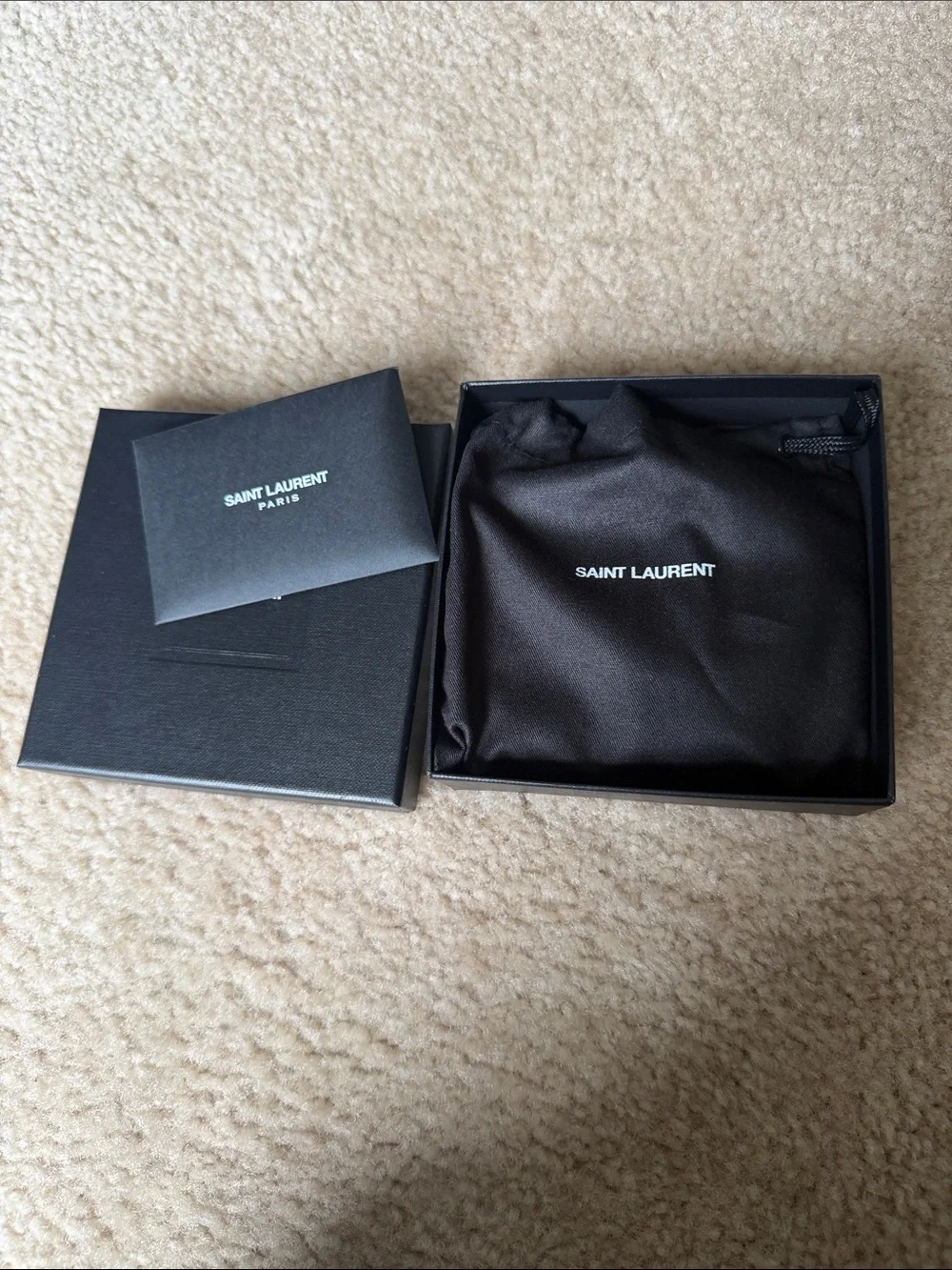 Saint Laurent Taupe Leather Compact Wallet with Gold YSL Emblem - Picture 3 of 6